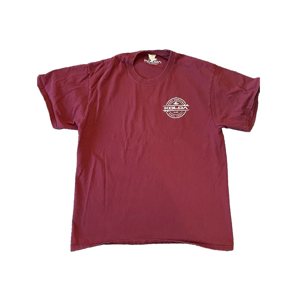 Koloa Surf Company Men's Tshirt  Burgundy Short Sleeved Double Logo Size L
